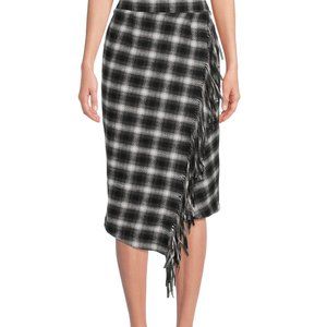 Time and Tru Women's Fringed Faux Wrap Skirt